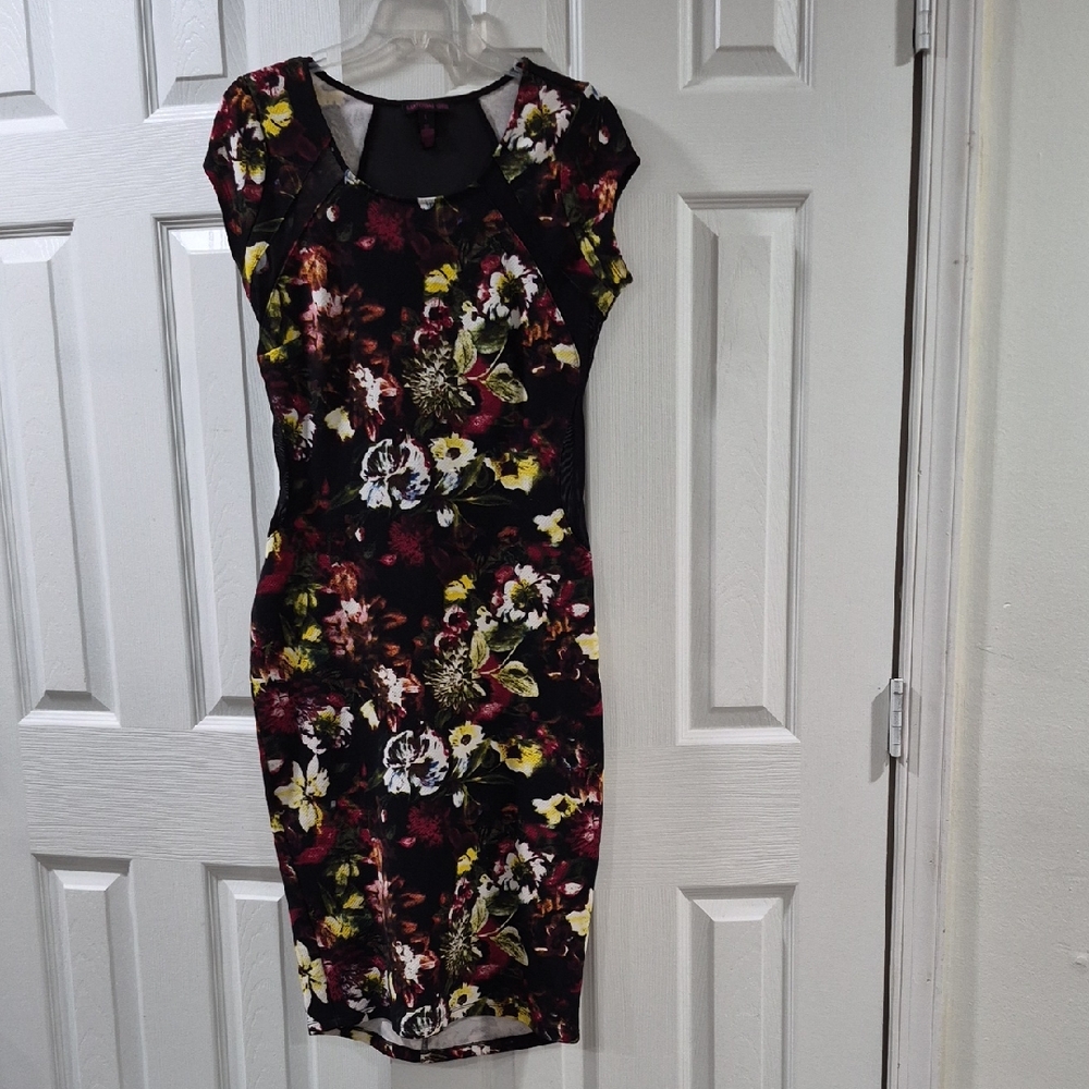 Material Girl Floral Midi Dress in Black and Multicolor